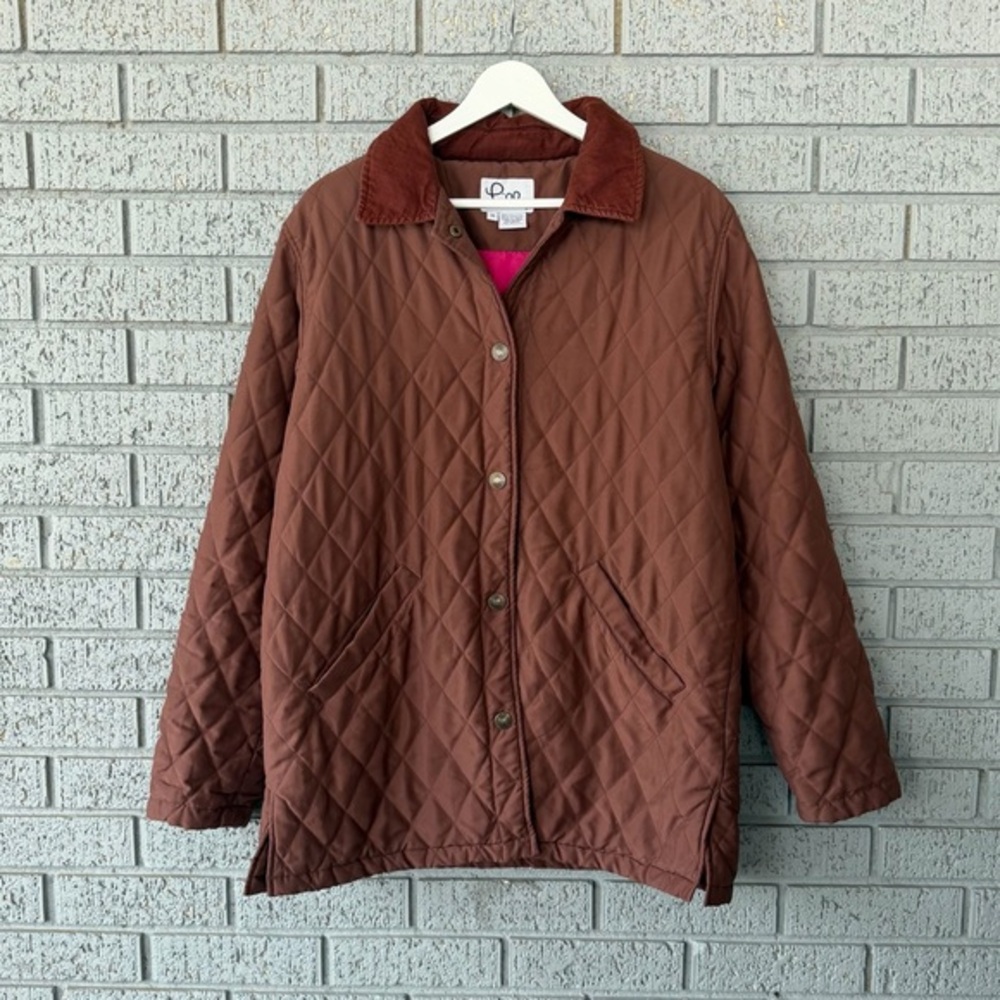 Vintage Lilly Pulitzer Quilted Barn Chore Jacket Brown Corduroy Collar Medium